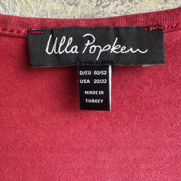 Ulla Popken 3/4 Sleeve Button Up Burgundy Red Lanenlook Tunic Blouse Size 20/22 - Picture 3 of 9